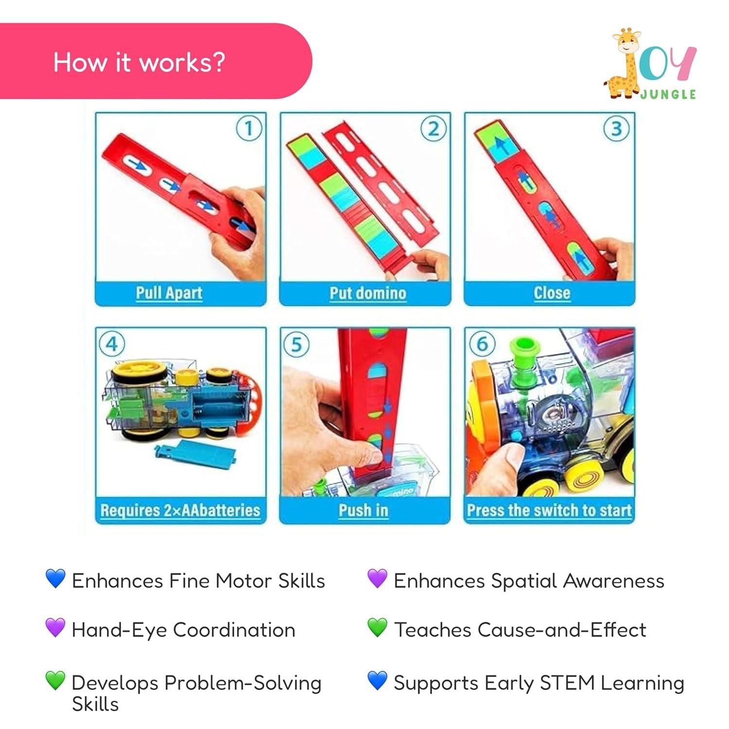 Train Toy Domino Set for Kids | BPA-Free Plastic Automatic Laying Blocks with Sound Effects | Educational Building Game for Boys & Girls