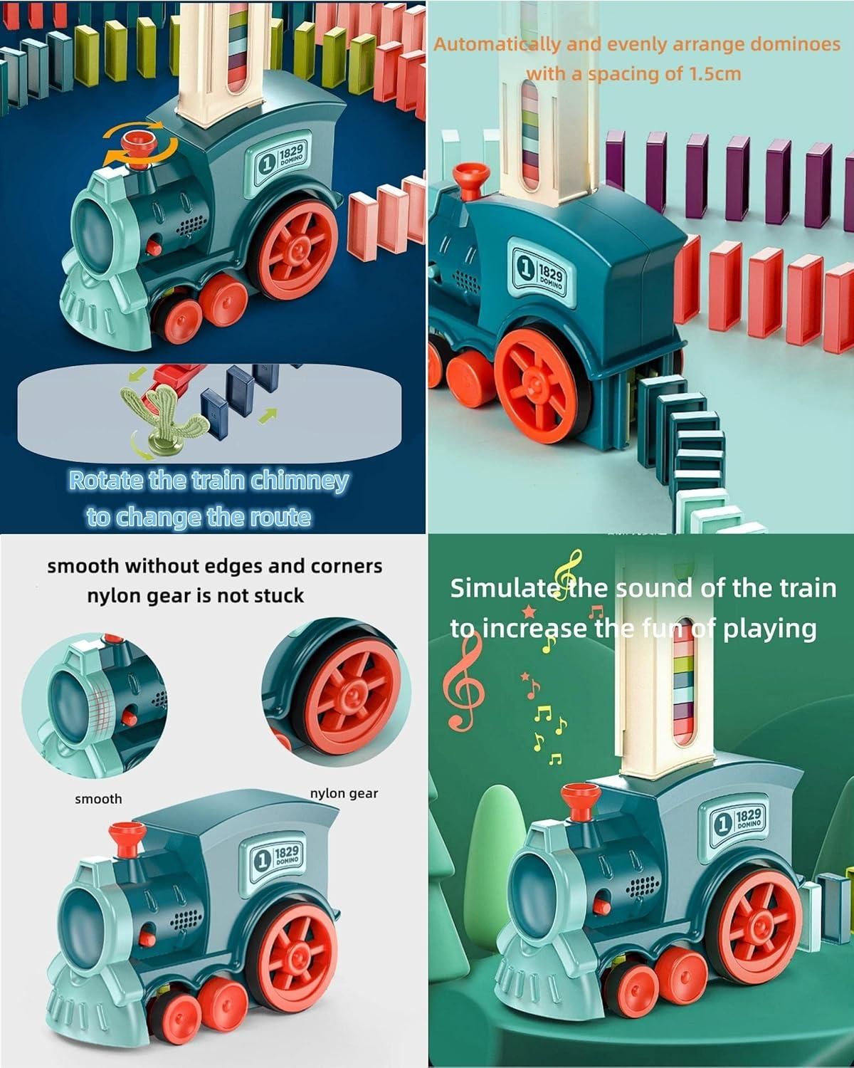Train Toy Domino Set for Kids | BPA-Free Plastic Automatic Laying Blocks with Sound Effects | Educational Building Game for Boys & Girls